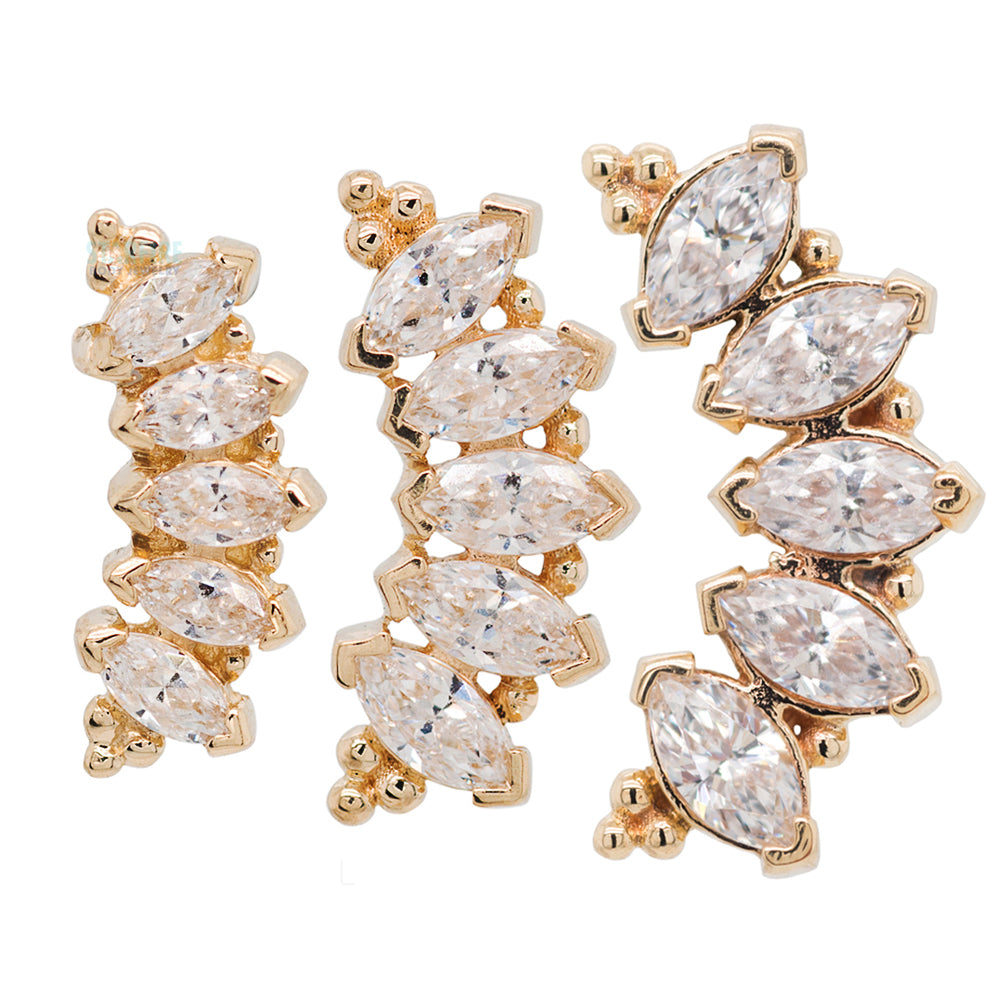 Marquise "Panaraya" Threaded End in Gold with White CZ's
