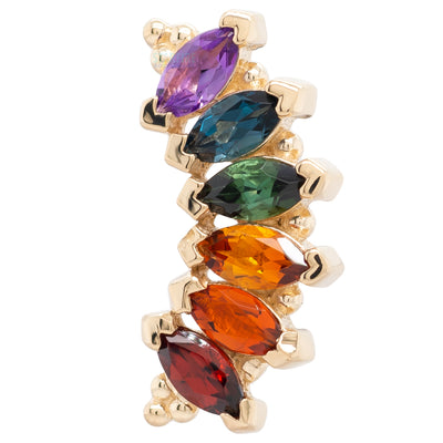 6 Gem Marquise "Panaraya" Threaded End in Gold Rainbow 2 with Genuine Gemstones