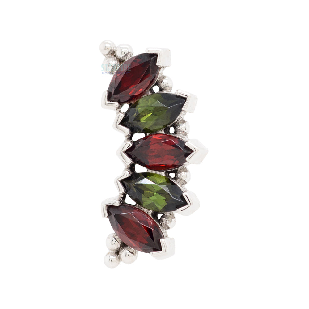 Marquise "Panaraya" Threaded End in Gold 'Holiday Collection' with Garnet & Green Tourmaline