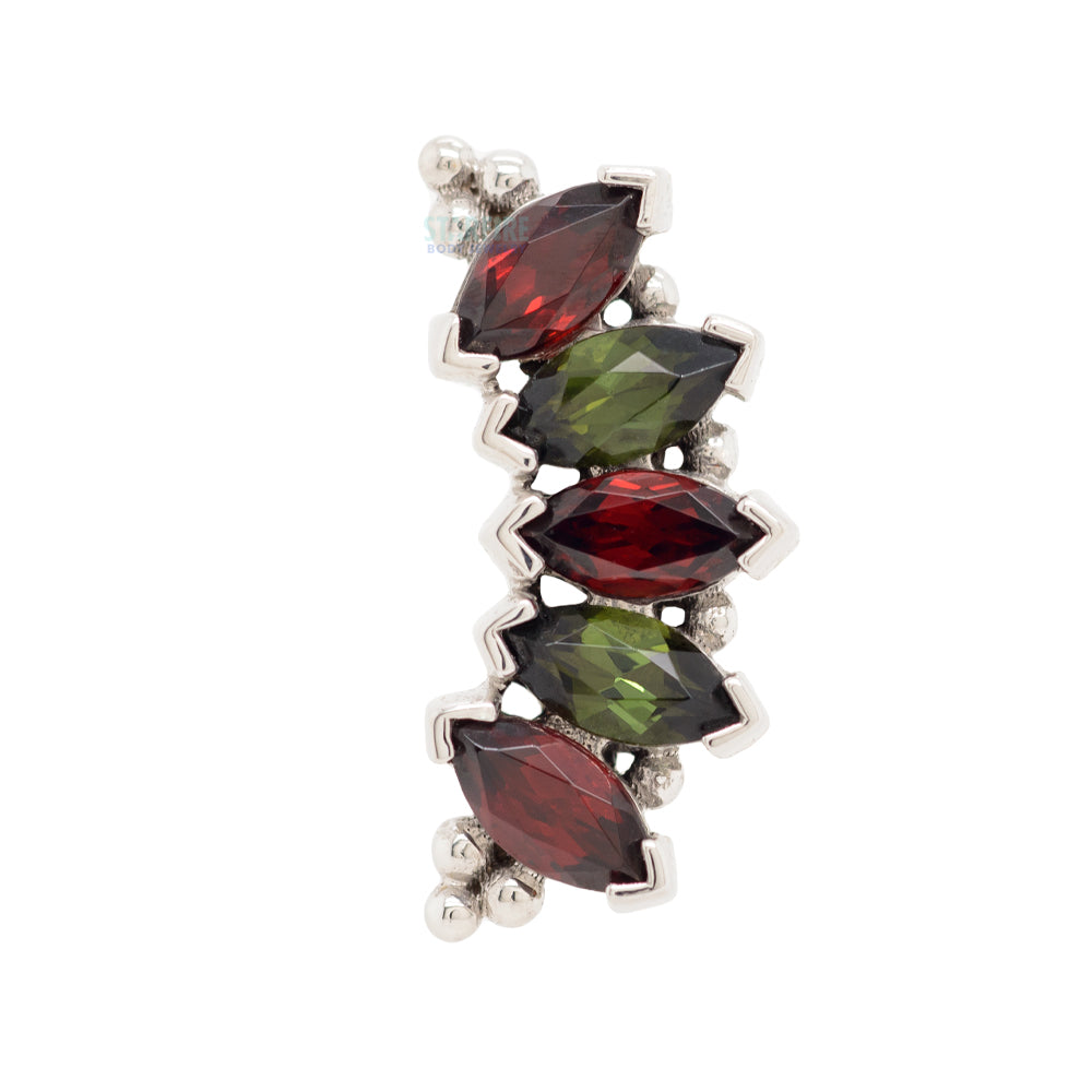 Marquise "Panaraya" Threaded End in Gold 'Holiday Collection' with Garnet & Green Tourmaline