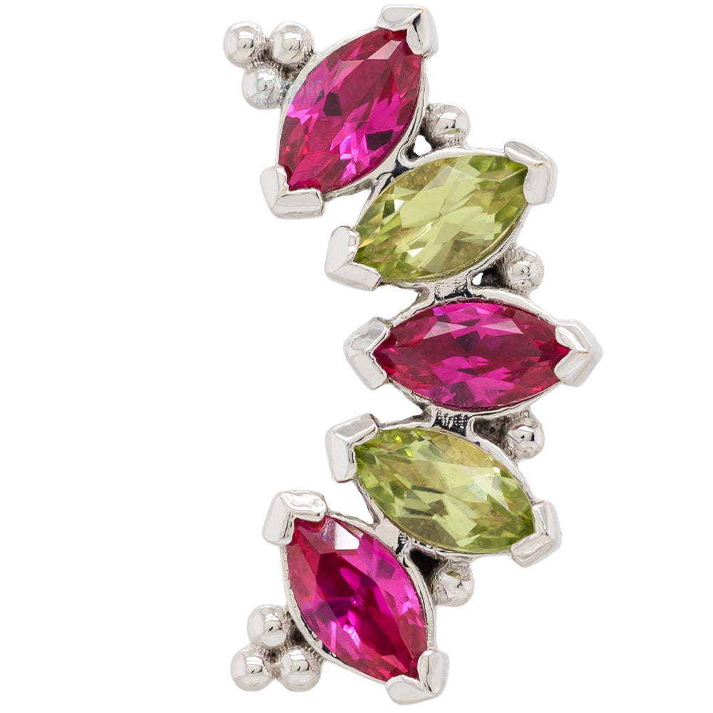 Marquise "Panaraya" Threaded End in Gold 'Holiday Collection' with Red & Peridot