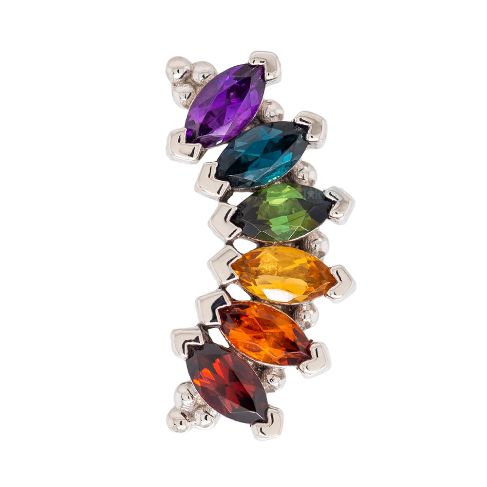 6 Gem Marquise "Panaraya" Threaded End in Gold Rainbow 2 with Genuine Gemstones