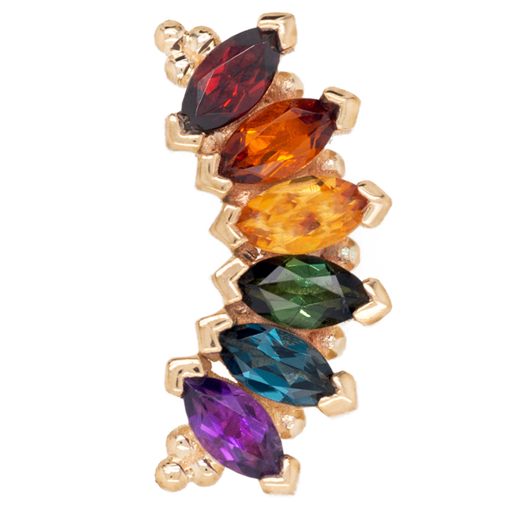 6 Gem Marquise "Panaraya" Threaded End in Gold Rainbow with Genuine Gemstones