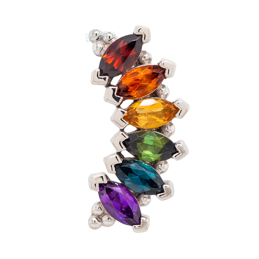6 Gem Marquise "Panaraya" Threaded End in Gold Rainbow with Genuine Gemstones