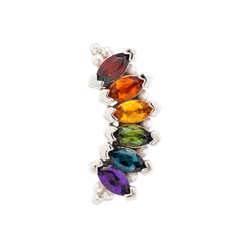 6 Gem Marquise "Panaraya" Threaded End in Gold Rainbow with Genuine Gemstones