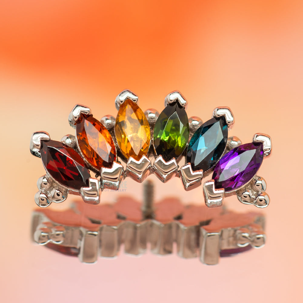 6 Gem Marquise "Panaraya" Threaded End in Gold Rainbow with Genuine Gemstones