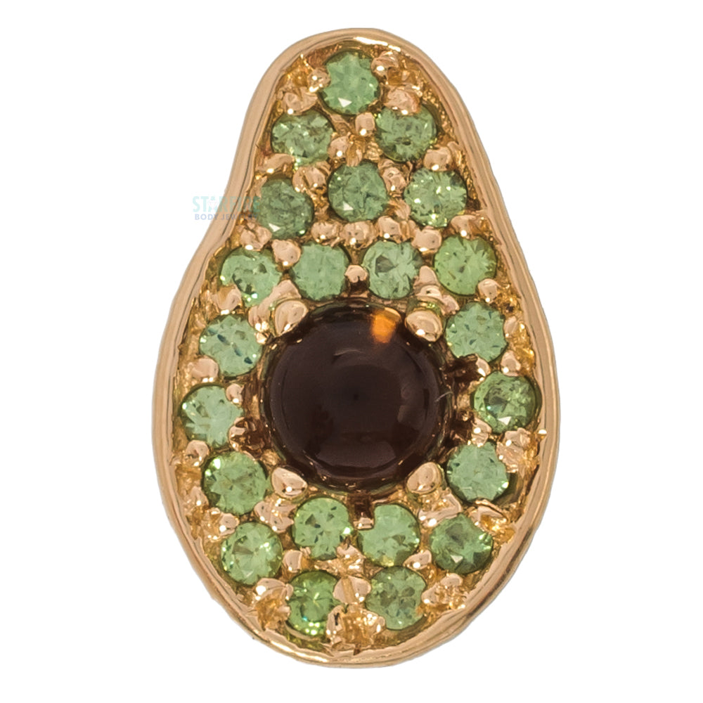 Avocado Threaded End in Gold with Tsavorite & Smoky Quartz