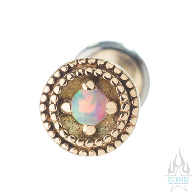 Double Millgrain Round in Gold with Opal in Prong's - on flatback