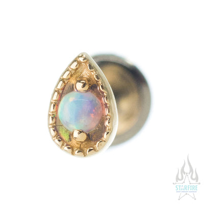 Millgrain Pear in Gold with Opal - on flatback