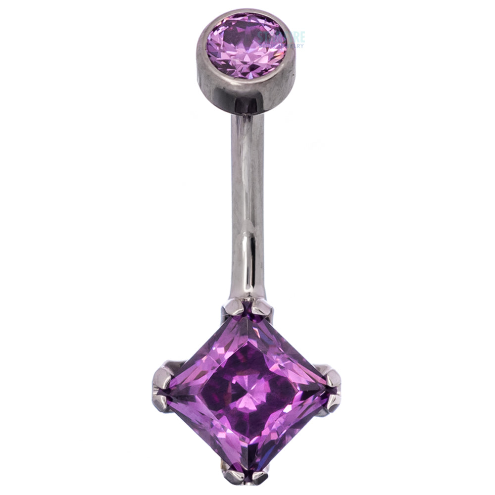 Princess-Cut Brilliant Gem Navel Curve