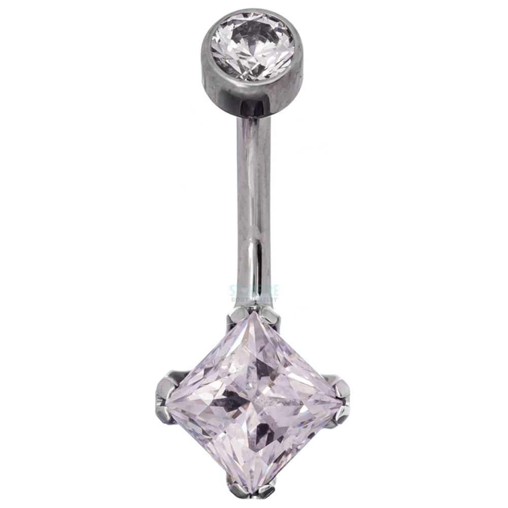Princess-Cut Brilliant Gem Navel Curve