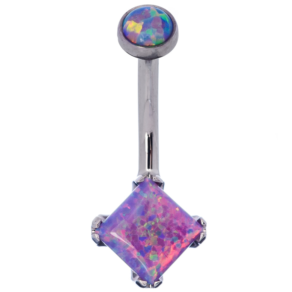 Princess-Cut Opal Cabochon Navel Curve