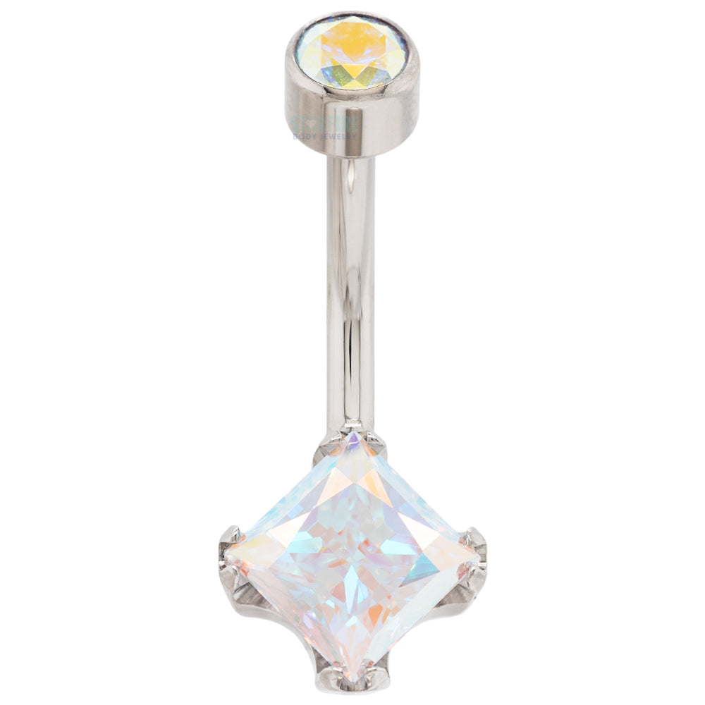 Princess-Cut Brilliant Gem Navel Curve