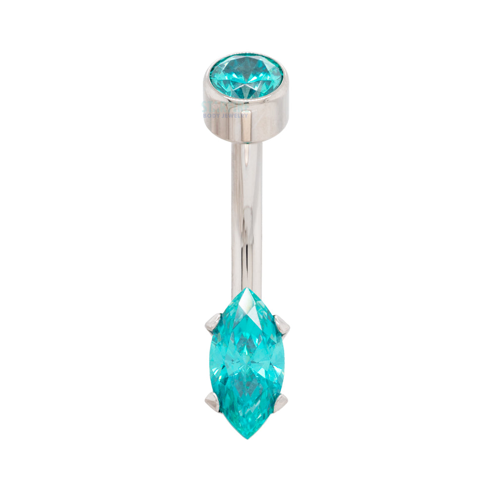 Marquise-Cut Brilliant-Cut Gem Navel Curve