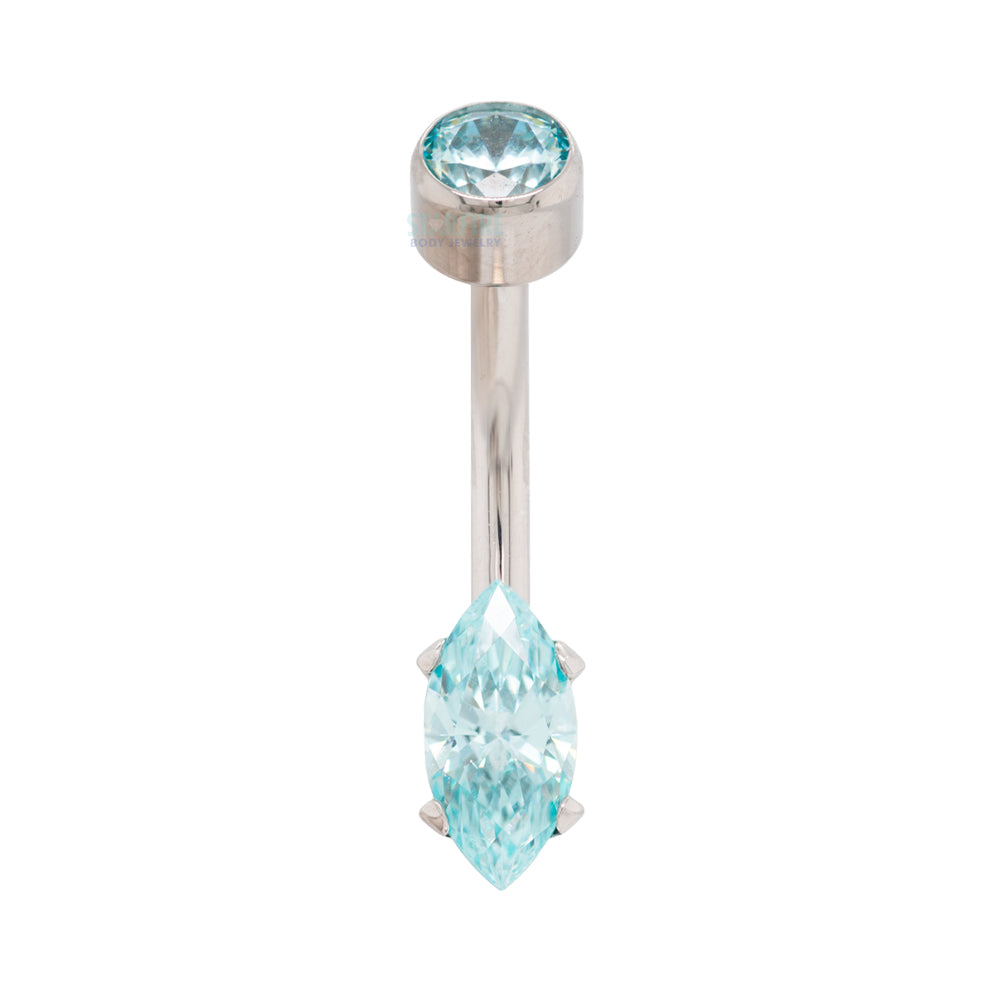 Marquise-Cut Brilliant-Cut Gem Navel Curve