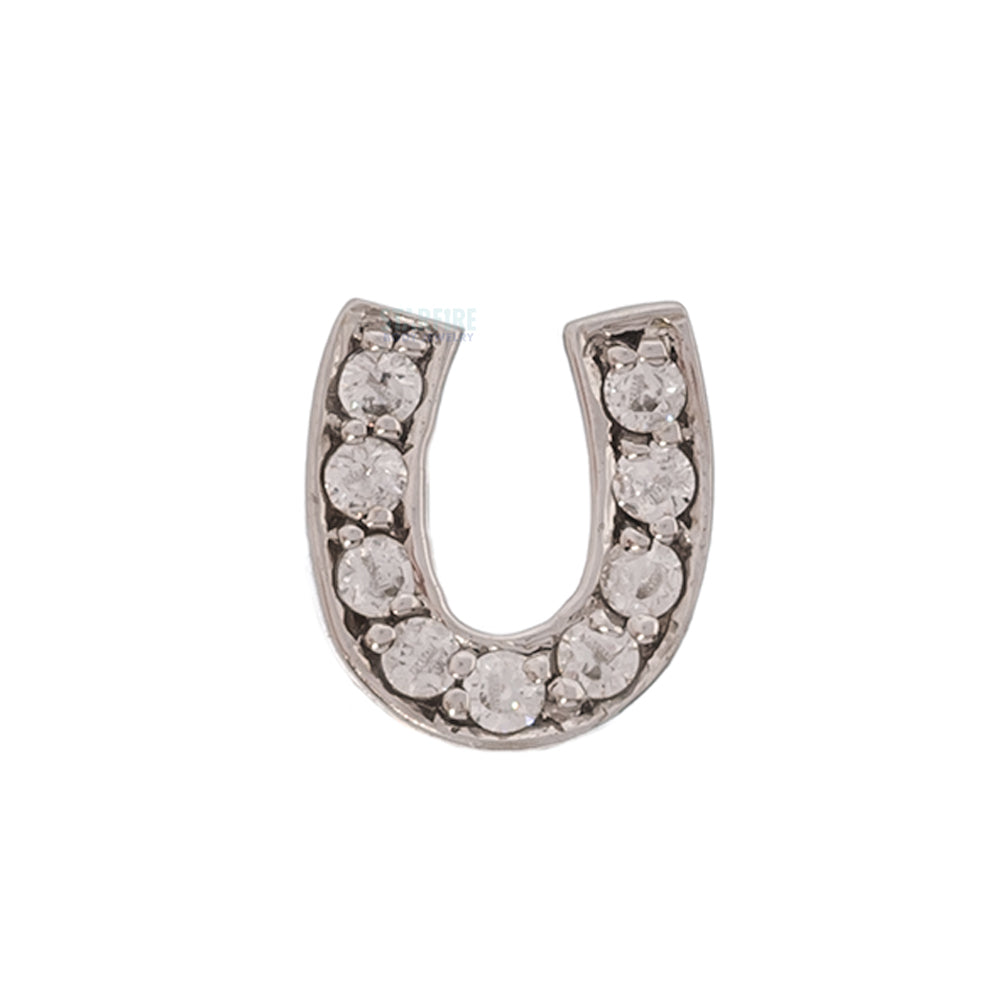 Micro Pave Horseshoe Threaded End in Gold with White CZ's