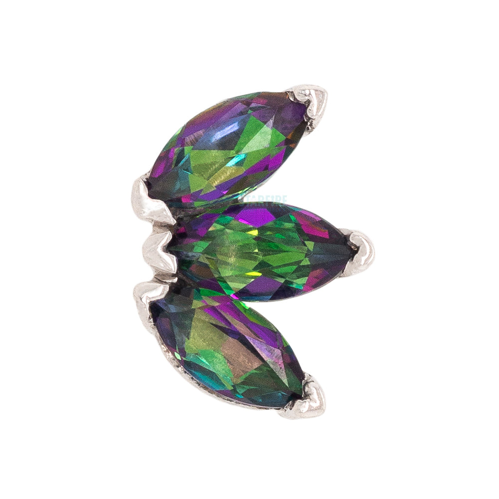 Triple Marquise Fan Threaded End in Gold & Platinum with Mystic Topaz
