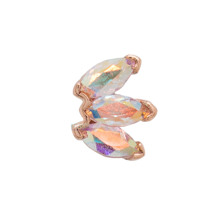 threadless: Triple Marquise Fan Pin in Gold & Platinum with Mercury Mist Topaz'