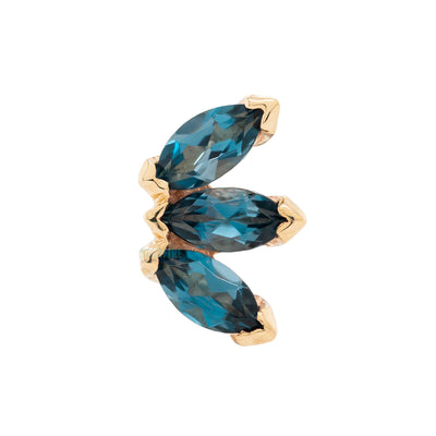 Triple Marquise Fan Threaded End in Gold with London Blue Topaz'