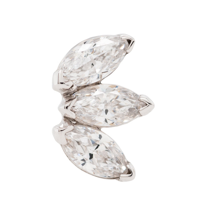 Triple Marquise Fan Threaded End in Gold & Platinum with White CZ's