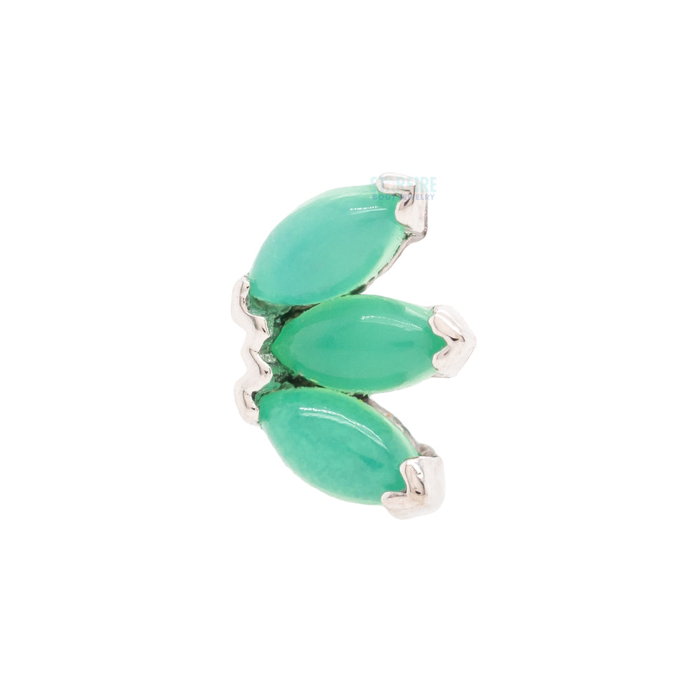 Triple Marquise Fan Threaded End in Gold & Platinum with Chrysoprase