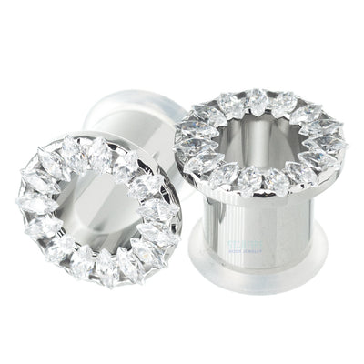 Marquise Eyelets with Brilliant-Cut Gems - Cubic Zirconia