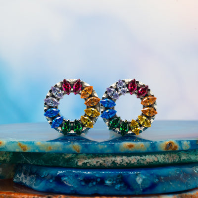 Marquise Eyelets with Brilliant-Cut Gems - Rainbow