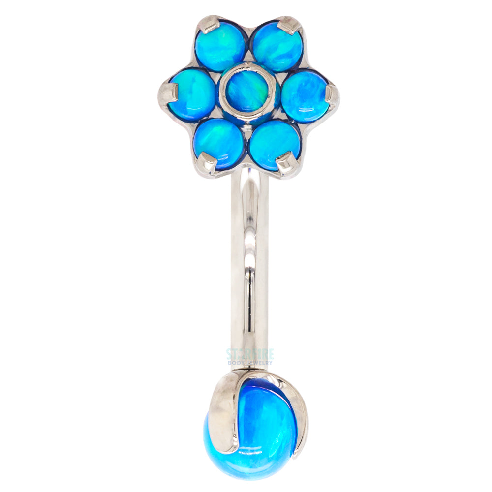 Opal Flower & Opal Ball in Prong's Curved Barbell
