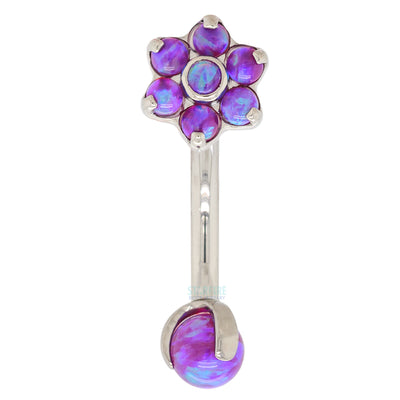 Opal Flower & Opal Ball in Prong's Curved Barbell