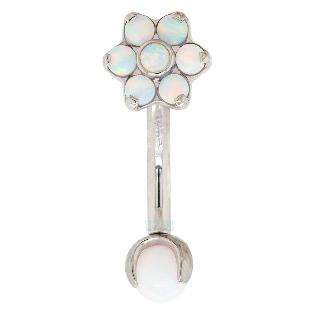 Opal Flower & Opal Ball in Prong's Curved Barbell