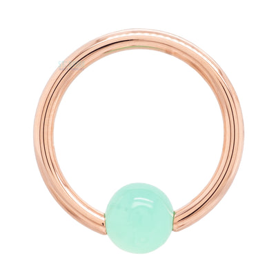 Captive Bead Ring (CBR) in Gold with Chrysoprase Captive Bead