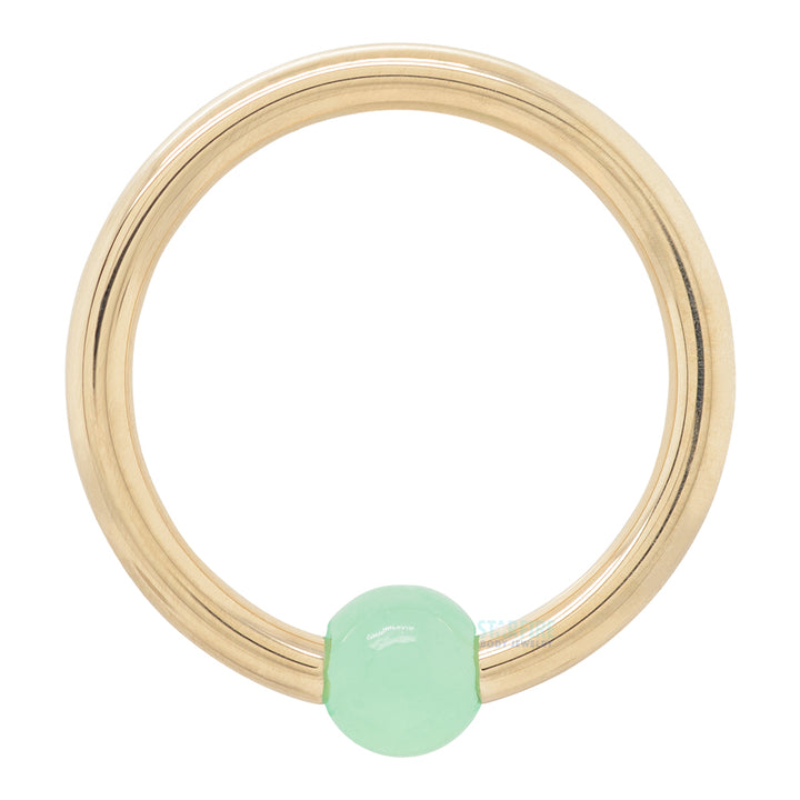 Captive Bead Ring (CBR) in Gold & Platinum with Chrysoprase Captive Bead