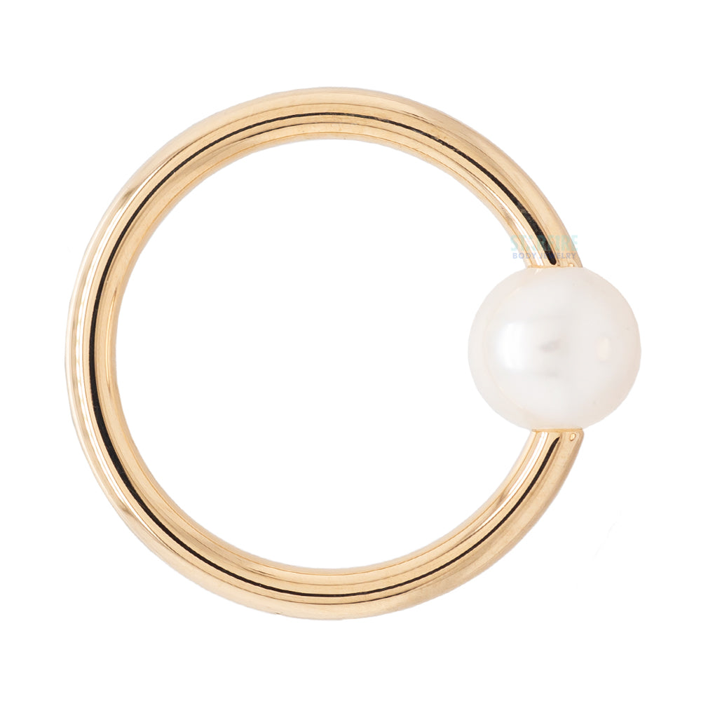 Captive Bead Ring (CBR) in Gold & Platinum with Pearl Captive Bead