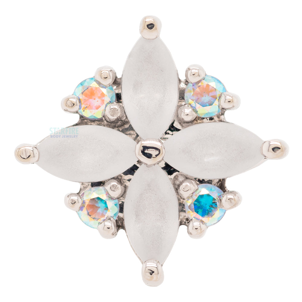 "Pleades" Threaded End in Gold with Sandblasted White CZ's & Mercury Mist Topaz'