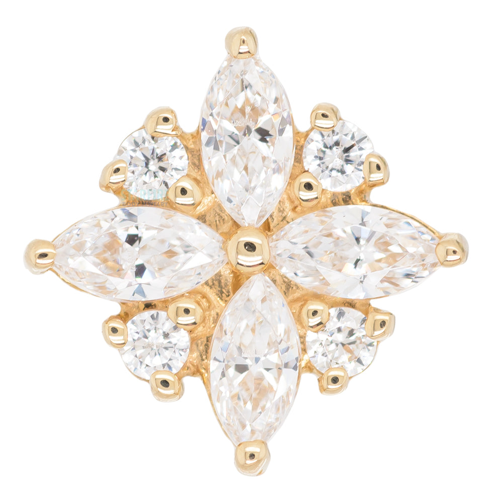 "Pleades" Threaded End in Gold with White CZ's