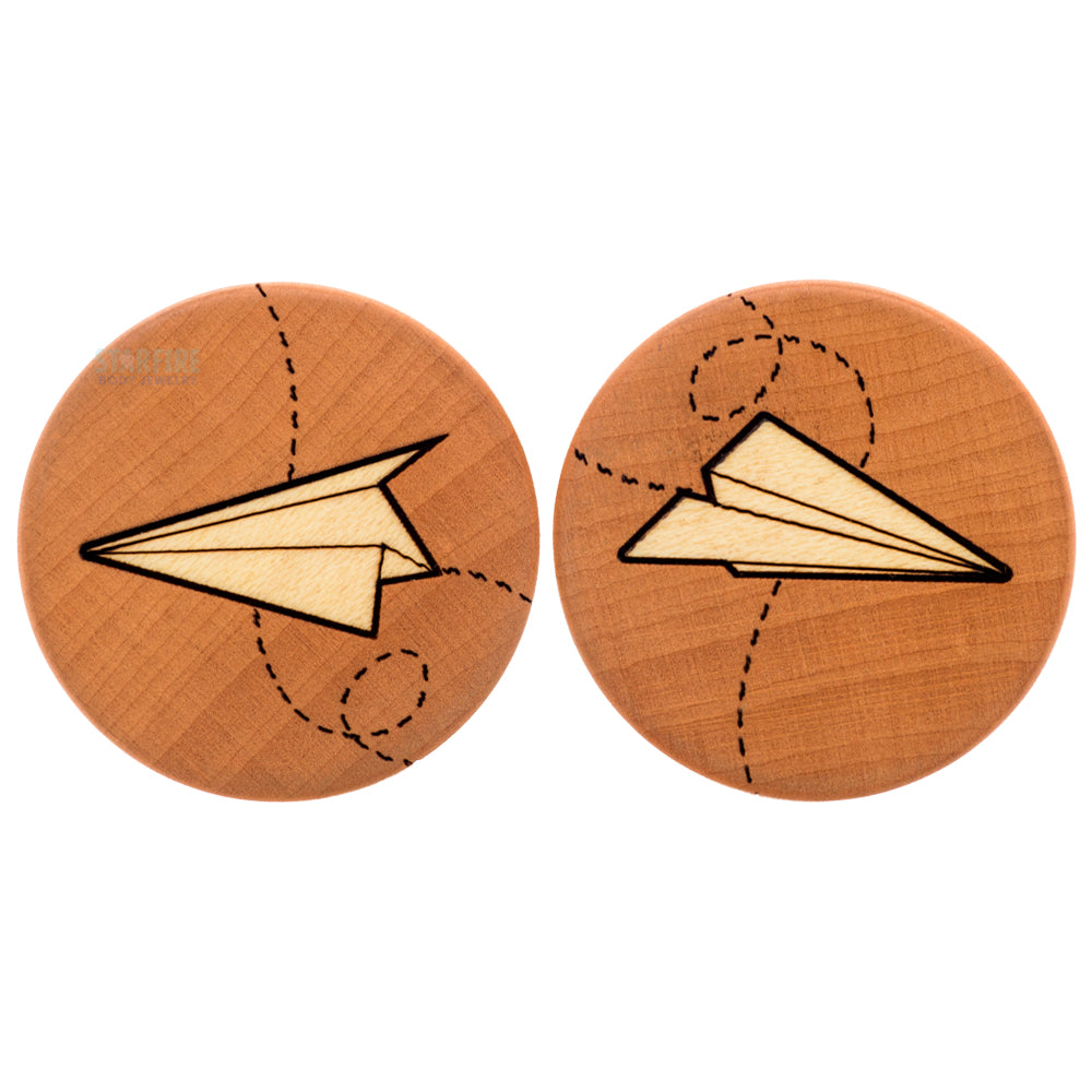 Paper Airplane Wood Inlay Plugs