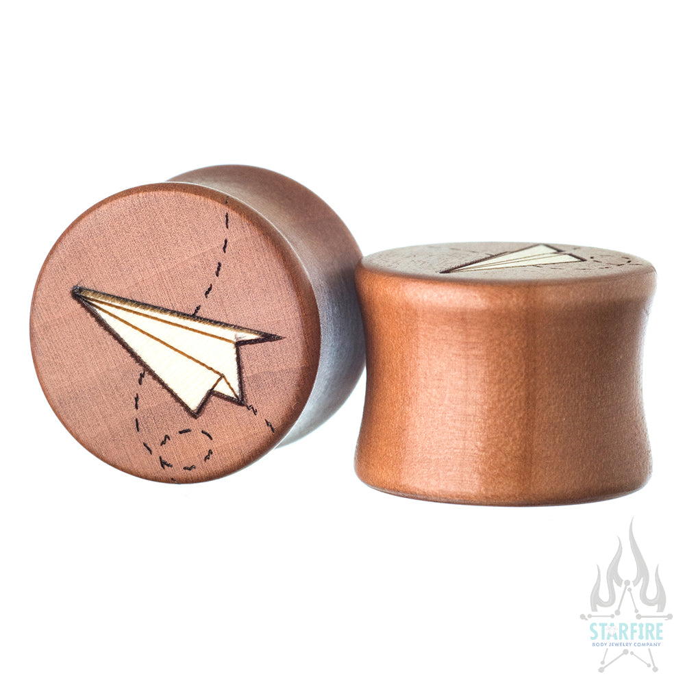 Paper Airplane Wood Inlay Plugs