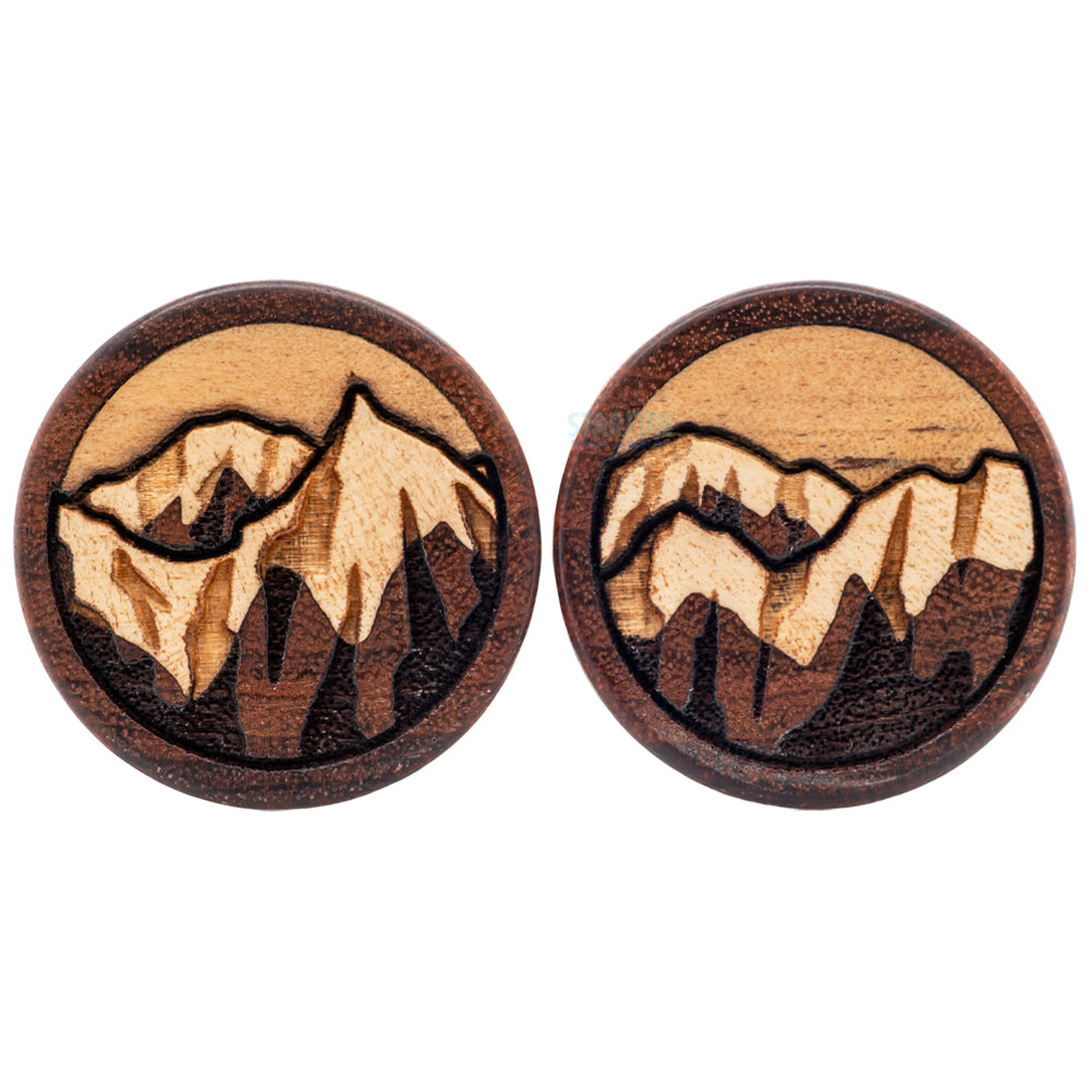 Winter Mountain Range Wood Inlay Plugs