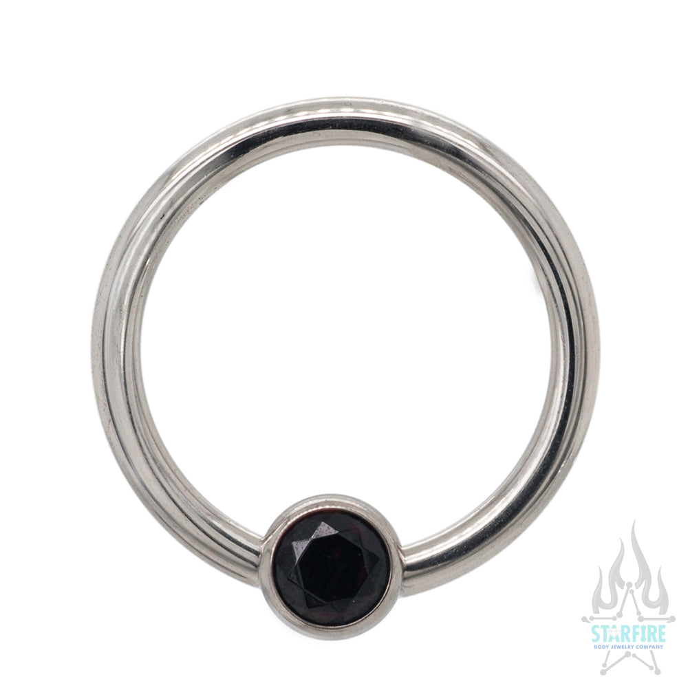 Captive Bead Ring (CBR) with Bezel-Set Faceted Gem