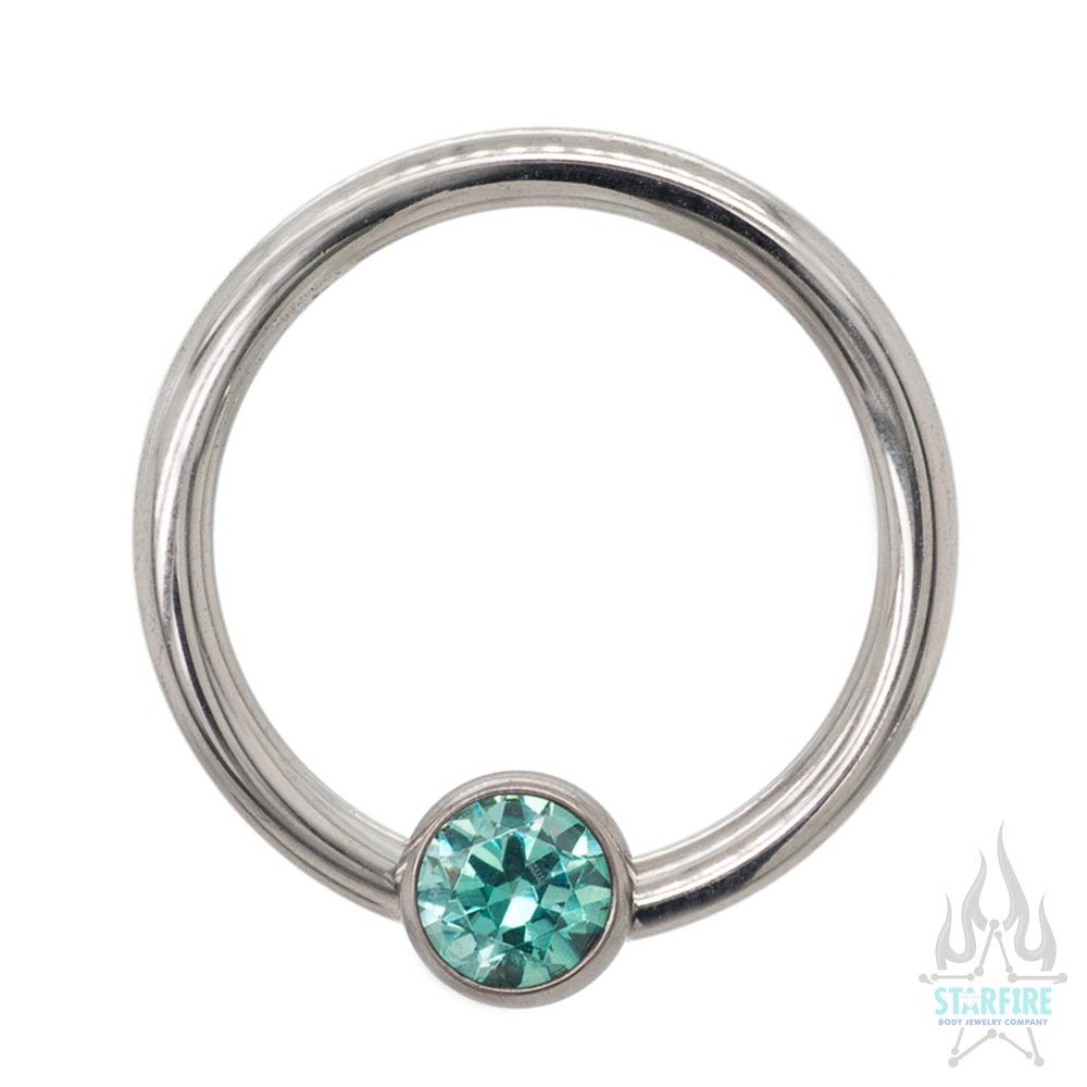 Captive Bead Ring (CBR) with Bezel-Set Faceted Gem