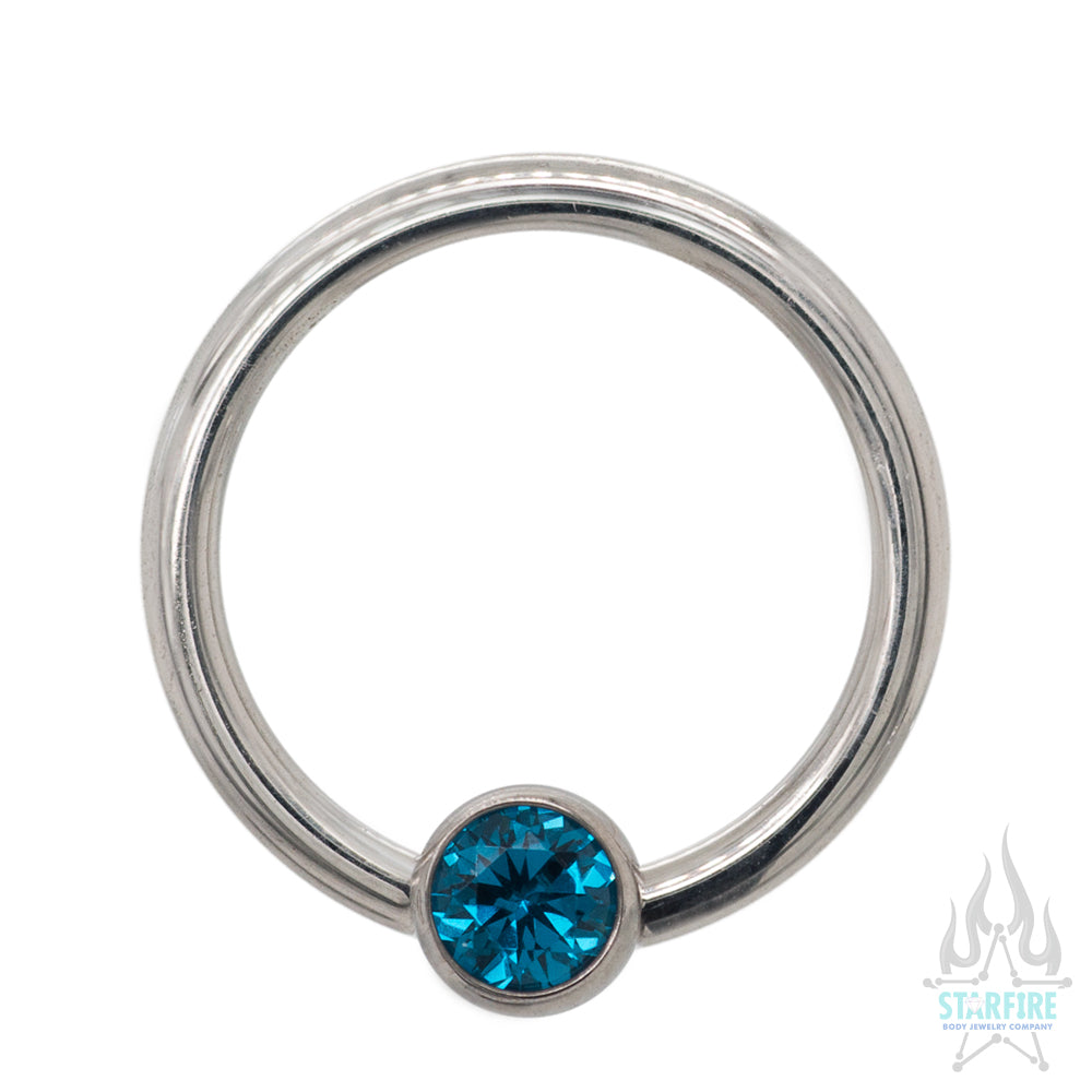 Captive Bead Ring (CBR) with Bezel-Set Faceted Gem