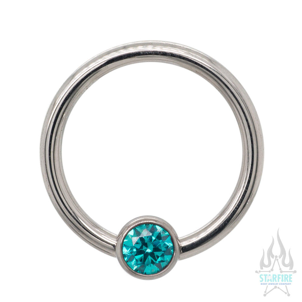 Captive Bead Ring (CBR) with Bezel-Set Faceted Gem