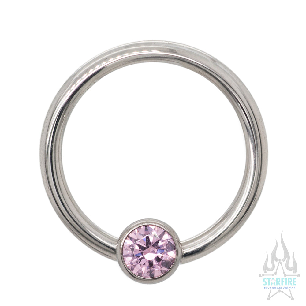 Captive Bead Ring (CBR) with Bezel-Set Faceted Gem