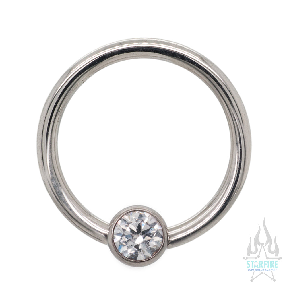 Captive Bead Ring (CBR) with Bezel-Set Faceted Gem