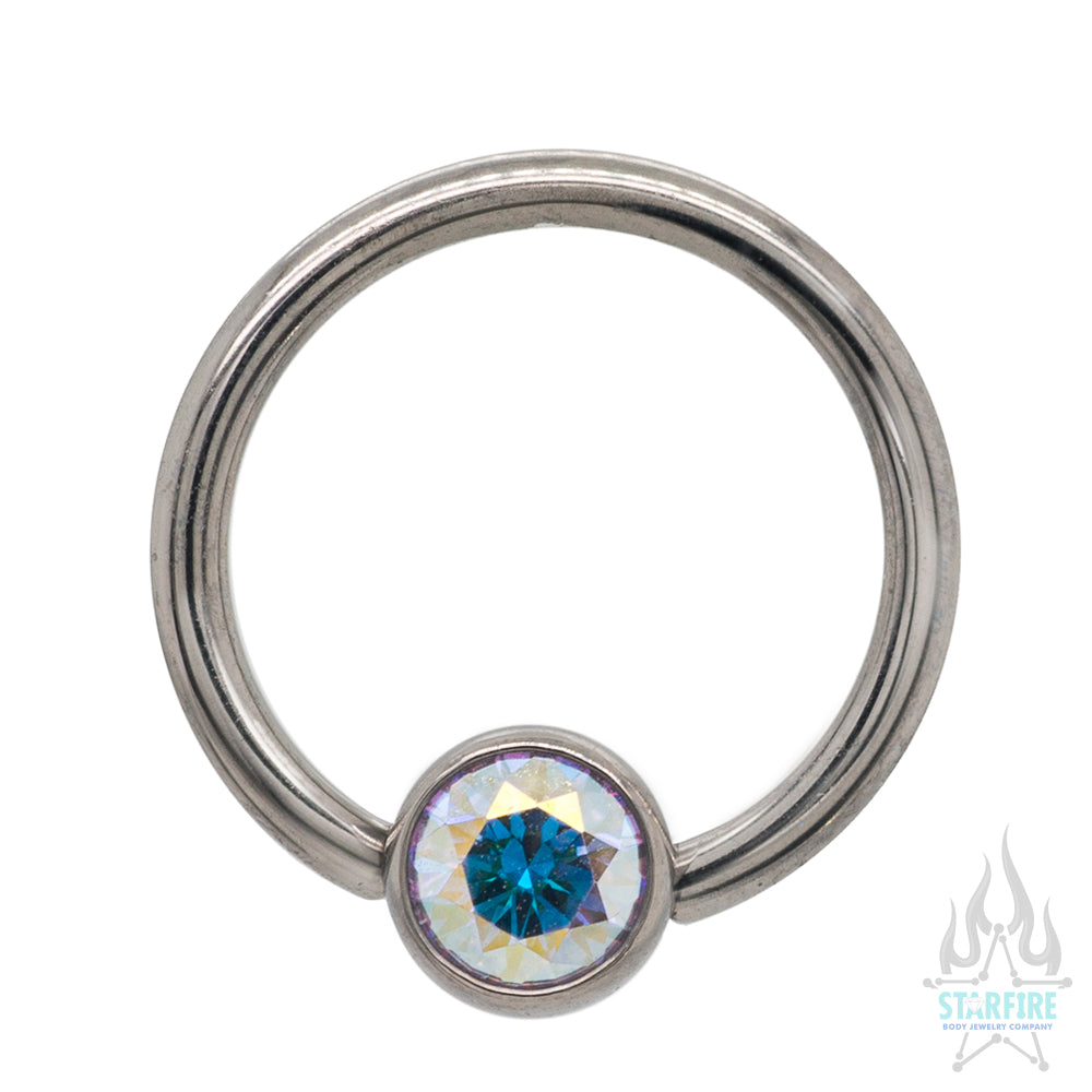 Captive Bead Ring (CBR) with Bezel-Set Faceted Gem