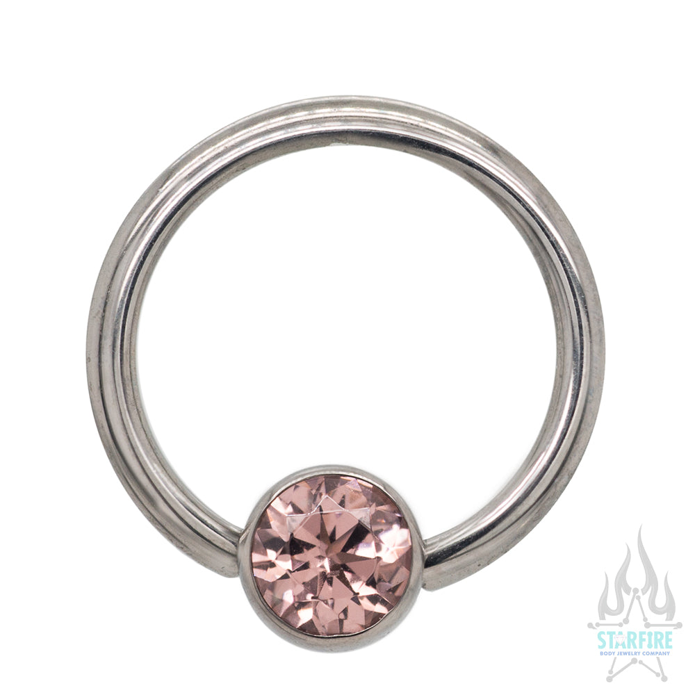 Captive Bead Ring (CBR) with Bezel-Set Faceted Gem