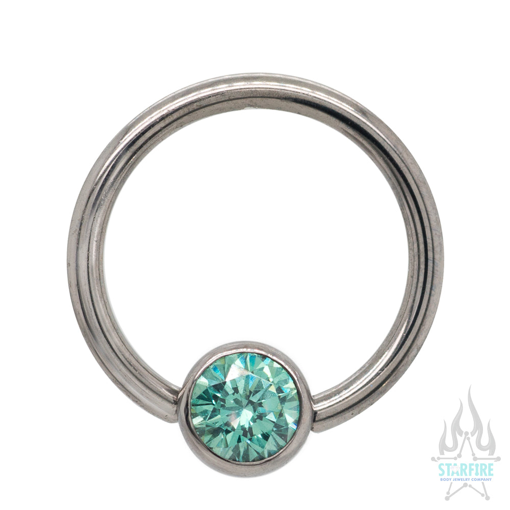 Captive Bead Ring (CBR) with Bezel-Set Faceted Gem