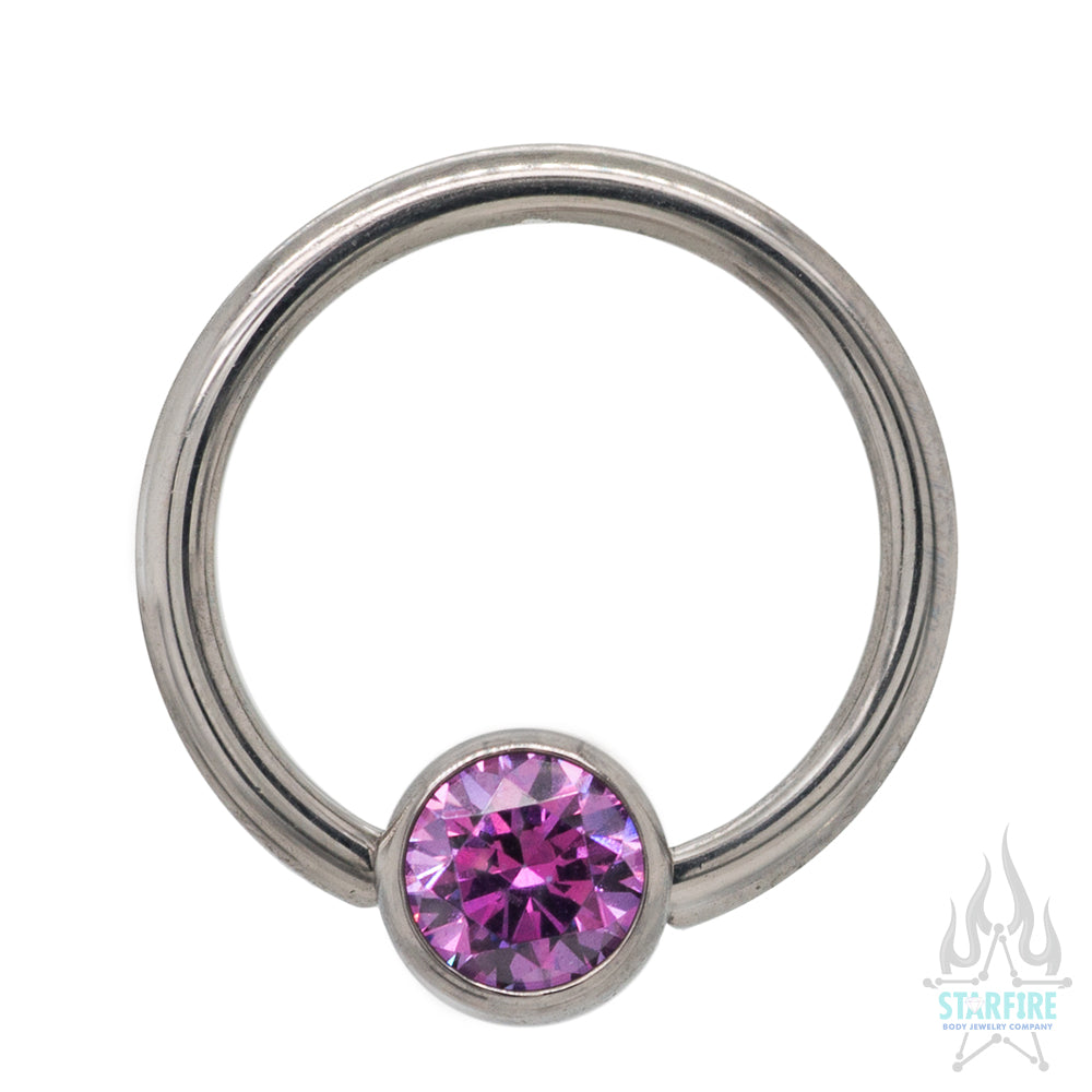 Captive Bead Ring (CBR) with Bezel-Set Faceted Gem