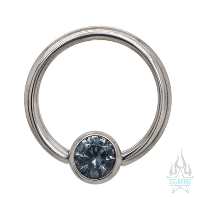 Captive Bead Ring (CBR) with Bezel-Set Faceted Gem