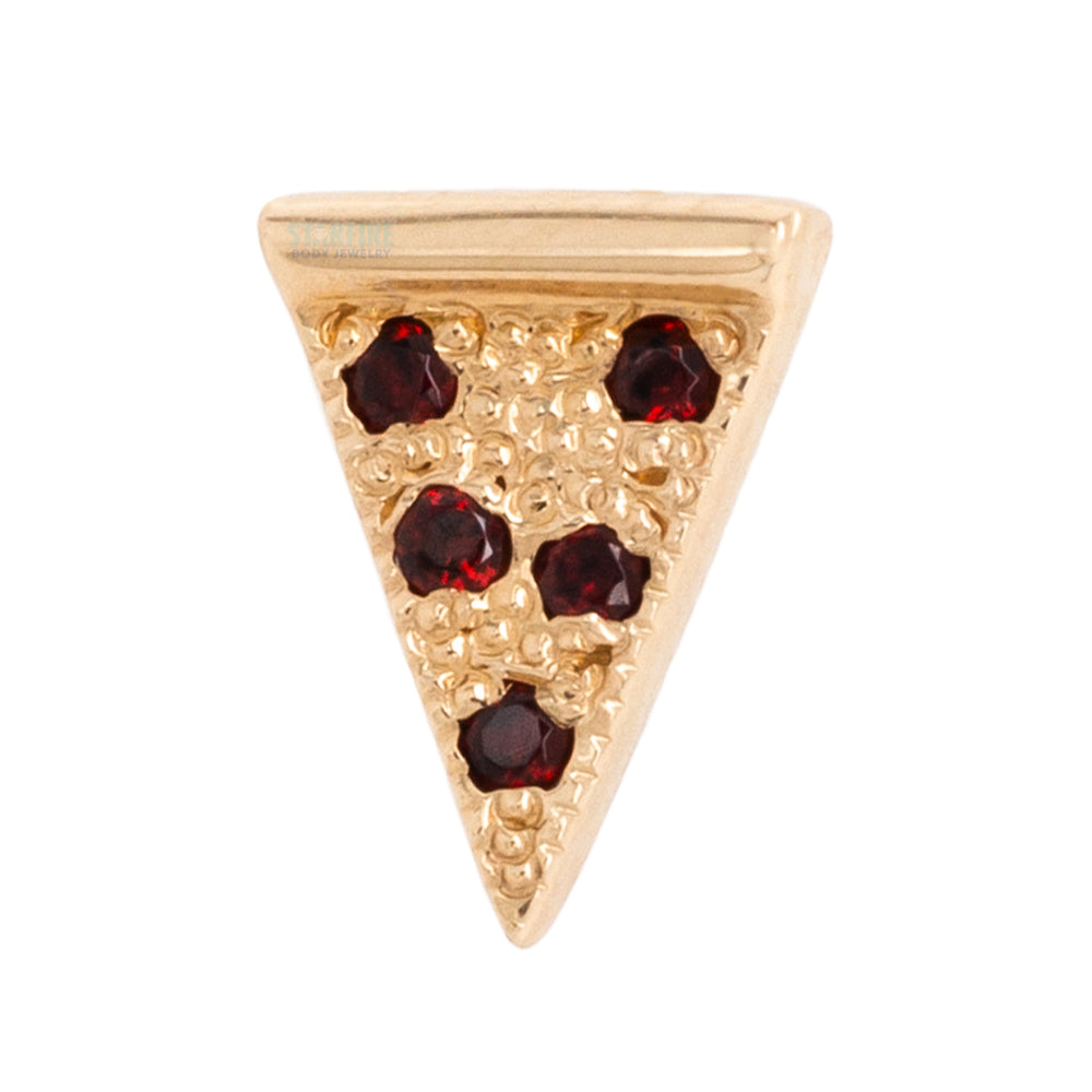 Pizza Slice Threaded End in Gold & Platinum with Garnet